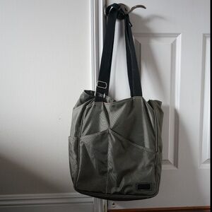 Maggie Mather Tennis Original Tote Bag Pewter + Pink Zebra Lining 7 Compartments